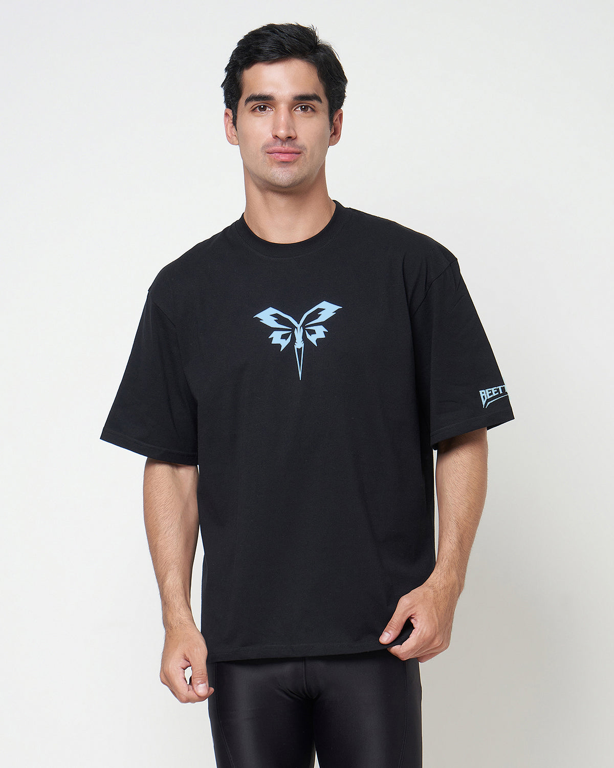 Beetterfly Icon Oversized T Shirt - Black/Baby Blue
