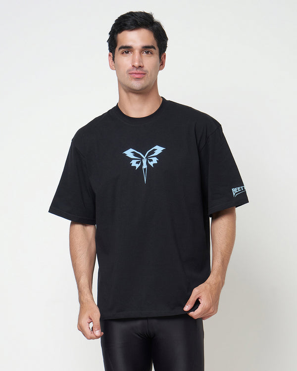 Beetterfly Icon Oversized T Shirt - Black/Baby Blue
