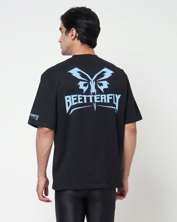 Beetterfly Icon Oversized T Shirt - Black/Baby Blue